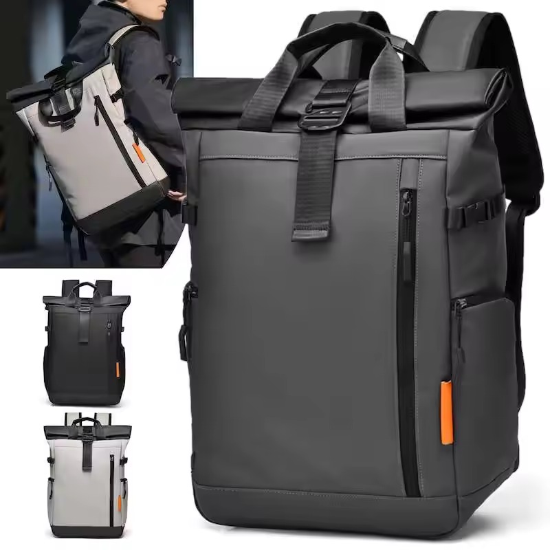 Expandable Roll Top Travel Backpack with Padded Laptop Sleeve