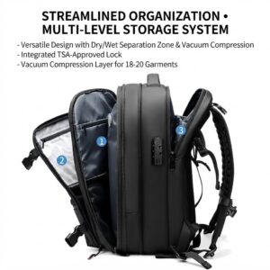Expandable Vacuum Compression Travel Backpack with TSA Lock - Image 3