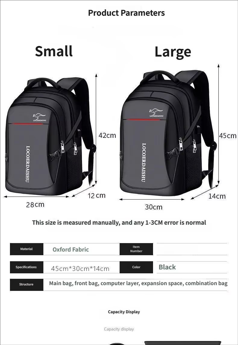 Water-Resistant Large Capacity USB Modern Travel Oxford Laptop Backpack product detail