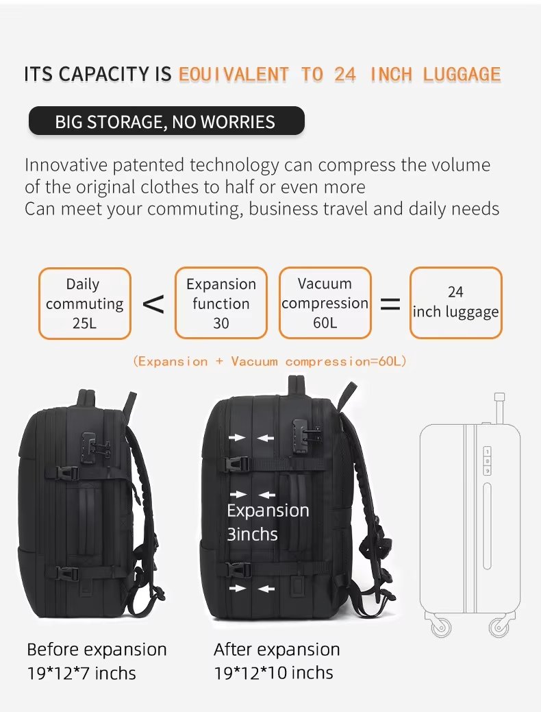 Anti-Theft Water-Resistant Large Capacity Business Travel Oxford Vacuum Backpack product detail