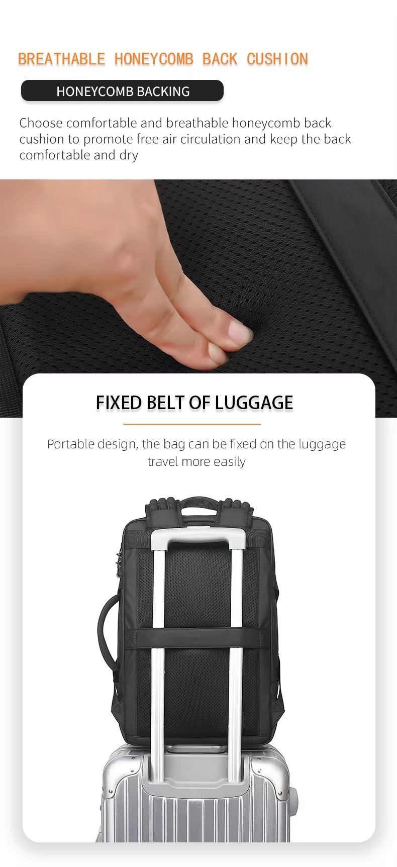 Anti-Theft Water-Resistant Large Capacity Business Travel Oxford Vacuum Backpack product detail