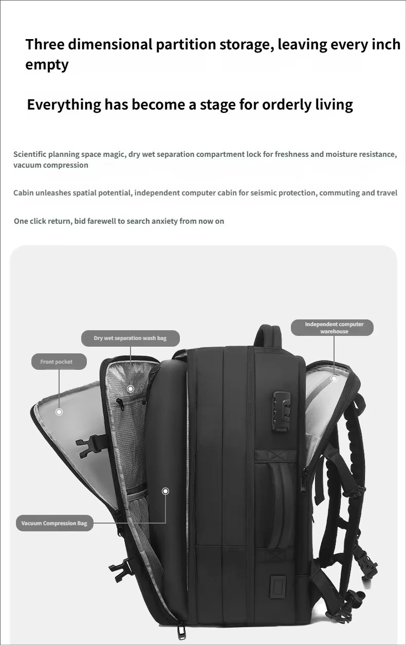 Water-Resistant Large Capacity Expandable Business Travel Oxford Vacuum Backpack product detail