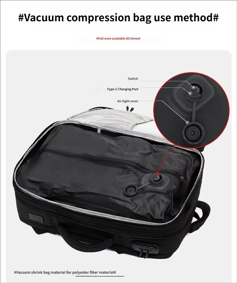 Water-Resistant Large Capacity Expandable Business Travel Oxford Vacuum Backpack product detail