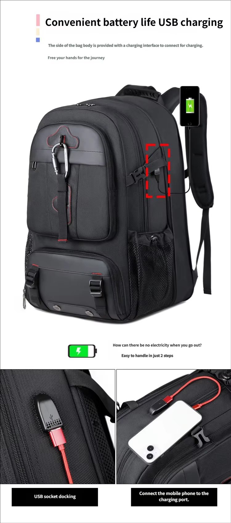 Water-Resistant Large Capacity Expandable Business Travel Oxford Laptop Backpack product detail