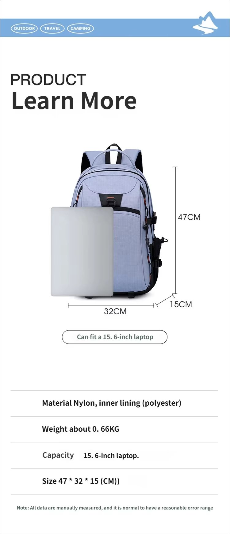 Water-Resistant Large Capacity Modern Outdoor Business Nylon Laptop Backpack product detail