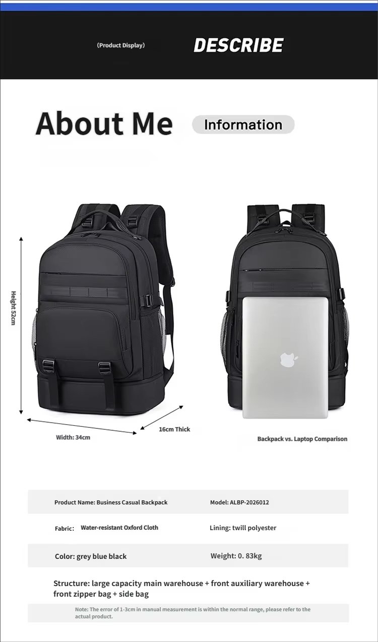 Water-Resistant Business Travel School Oxford Laptop Backpack product detail