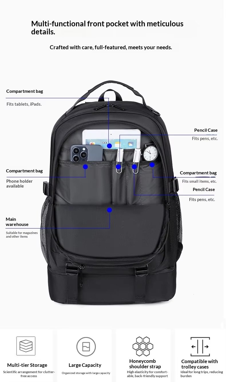 Water-Resistant Large Capacity Modern Outdoor Business Polyester Laptop Backpack product detail
