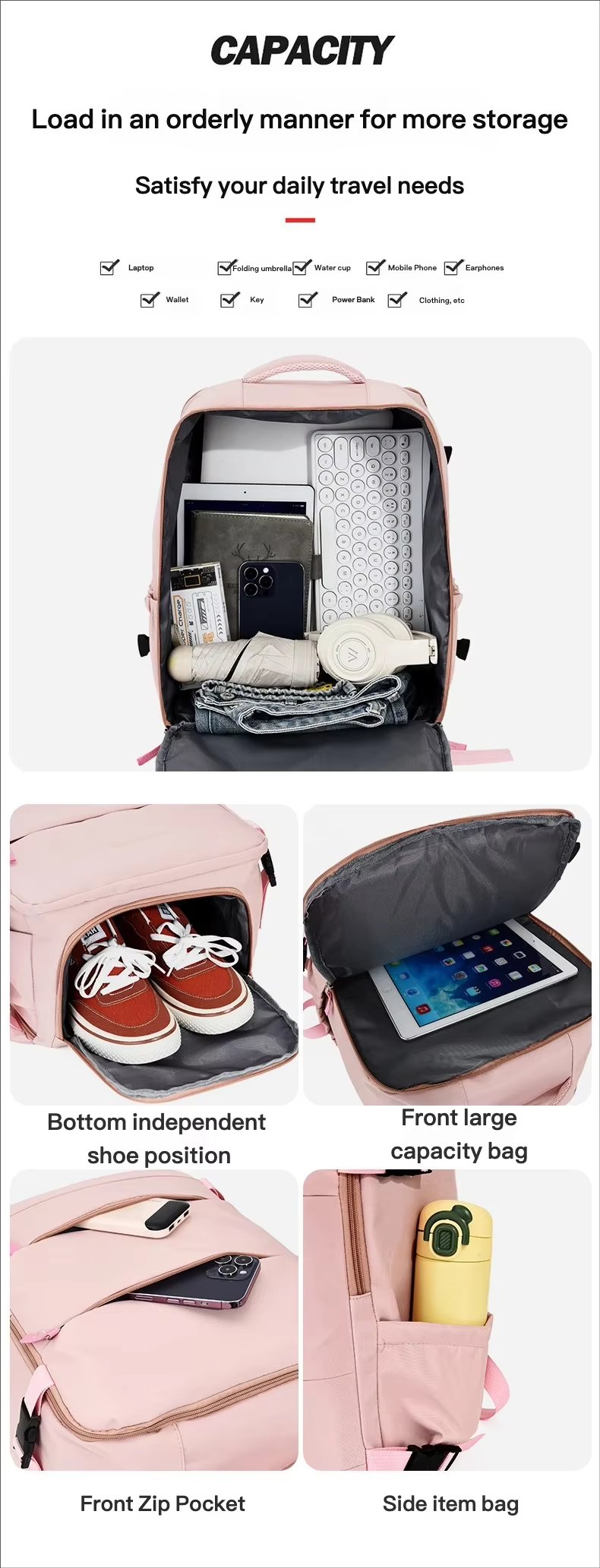 Water-Resistant Large Capacity Lightweight Modern Business Oxford Laptop Backpack product detail