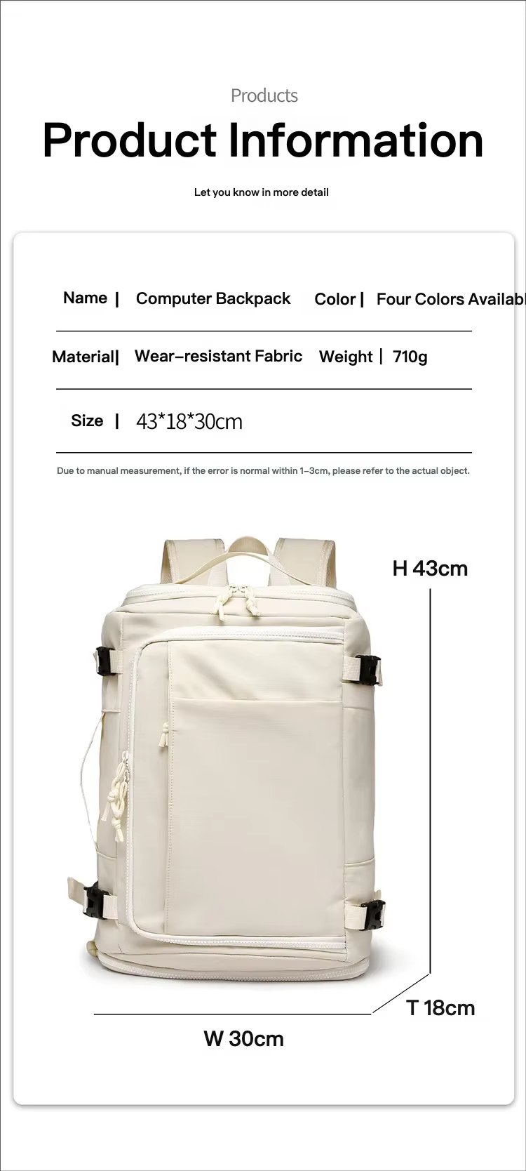Water-Resistant Large Capacity Expandable Business Travel Nylon Laptop Backpack product detail