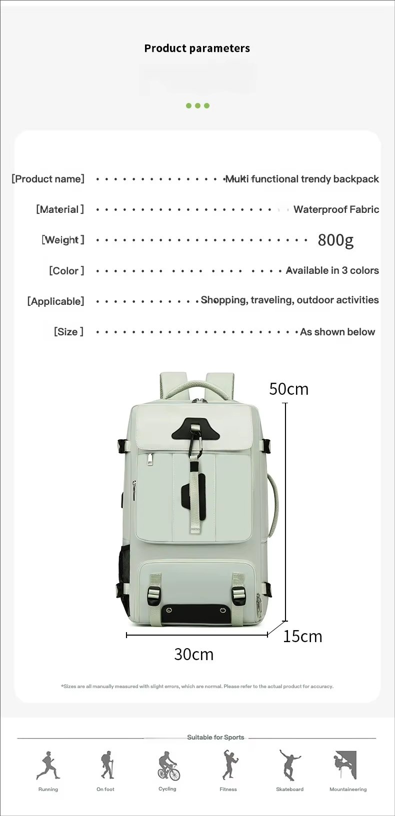 Water-Resistant Large Capacity Lightweight Outdoor Business Nylon Laptop Backpack product detail