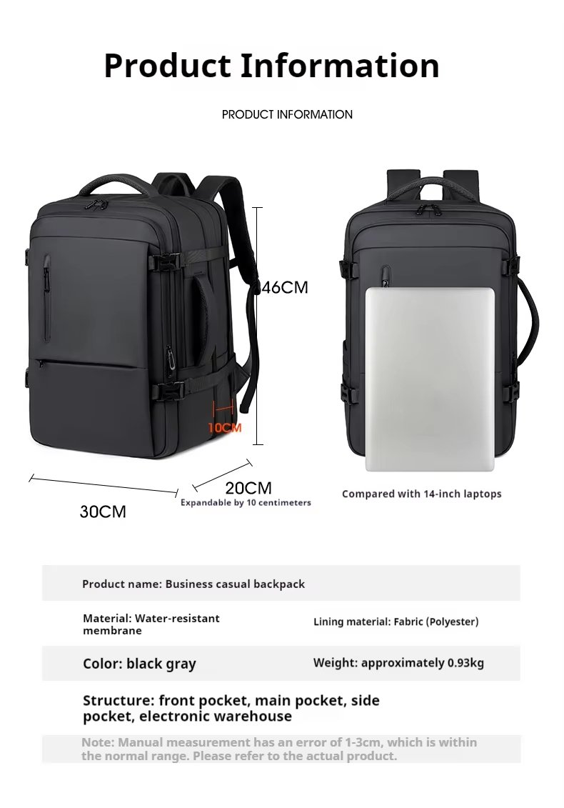 Water-Resistant Expandable Business Travel School Oxford Laptop Backpack product detail