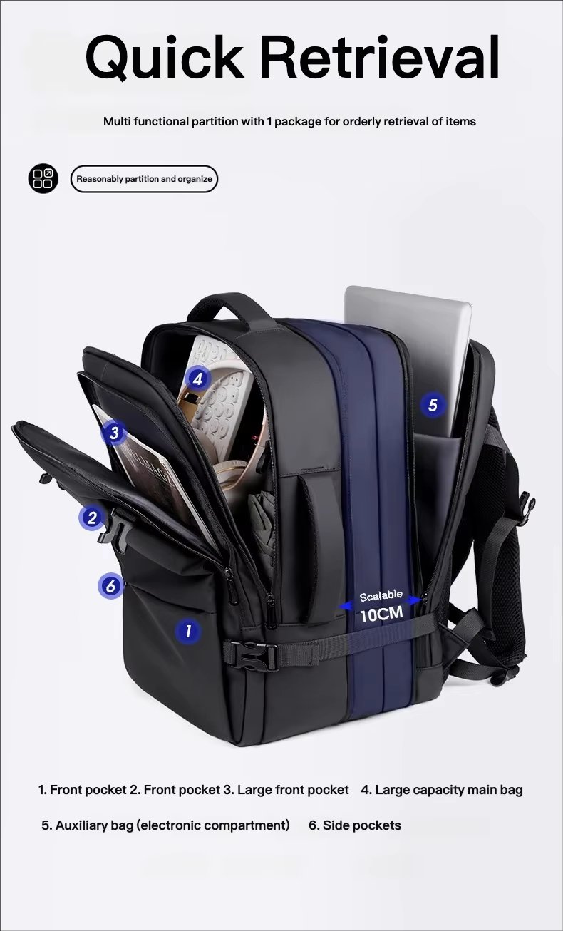 Water-Resistant Expandable Business Travel School Oxford Laptop Backpack product detail