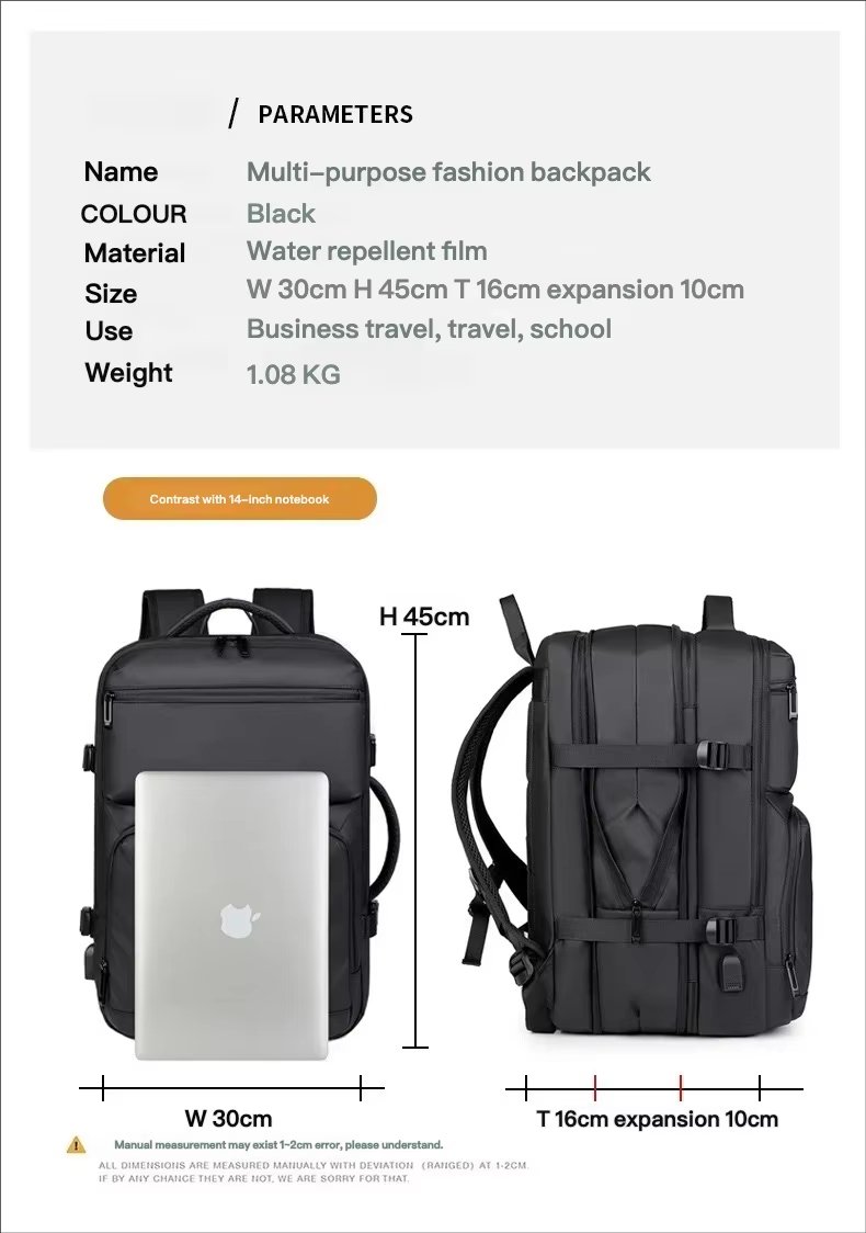 Water-Resistant Expandable Business Travel Oxford Laptop Backpack product detail