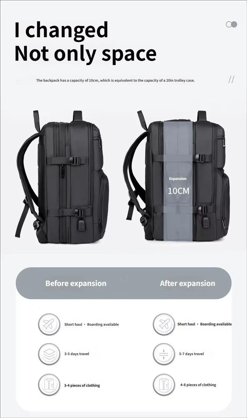 Water-Resistant Expandable Business Travel Oxford Laptop Backpack product detail