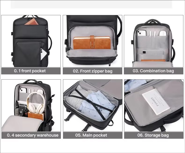Water-Resistant Expandable Business Travel Oxford Laptop Backpack product detail