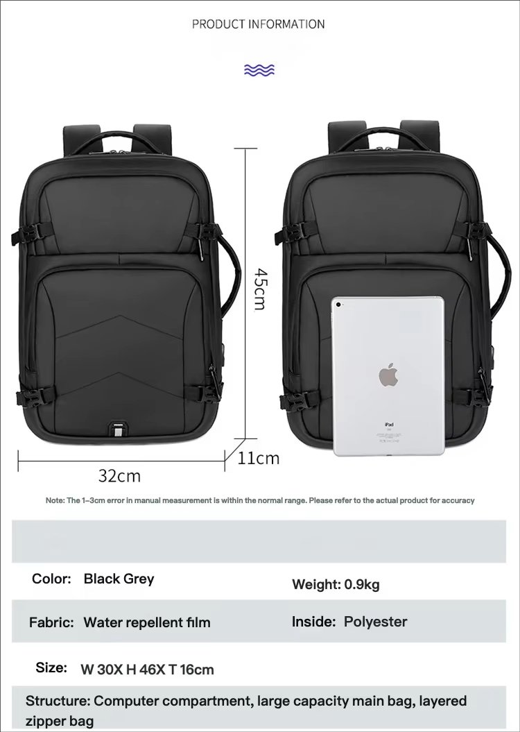 Water-Resistant Large Capacity USB Modern Outdoor Oxford Laptop Backpack product detail