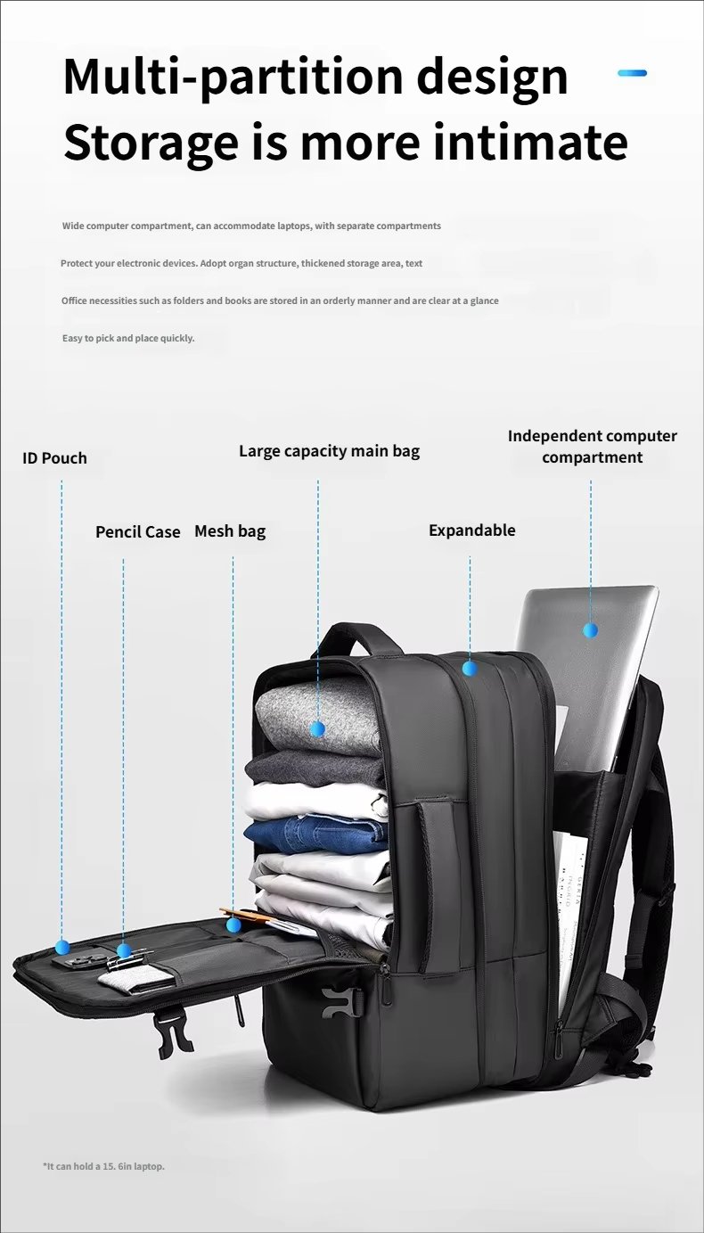 Water-Resistant Large Capacity Expandable Business Travel Oxford Laptop Backpack product detail