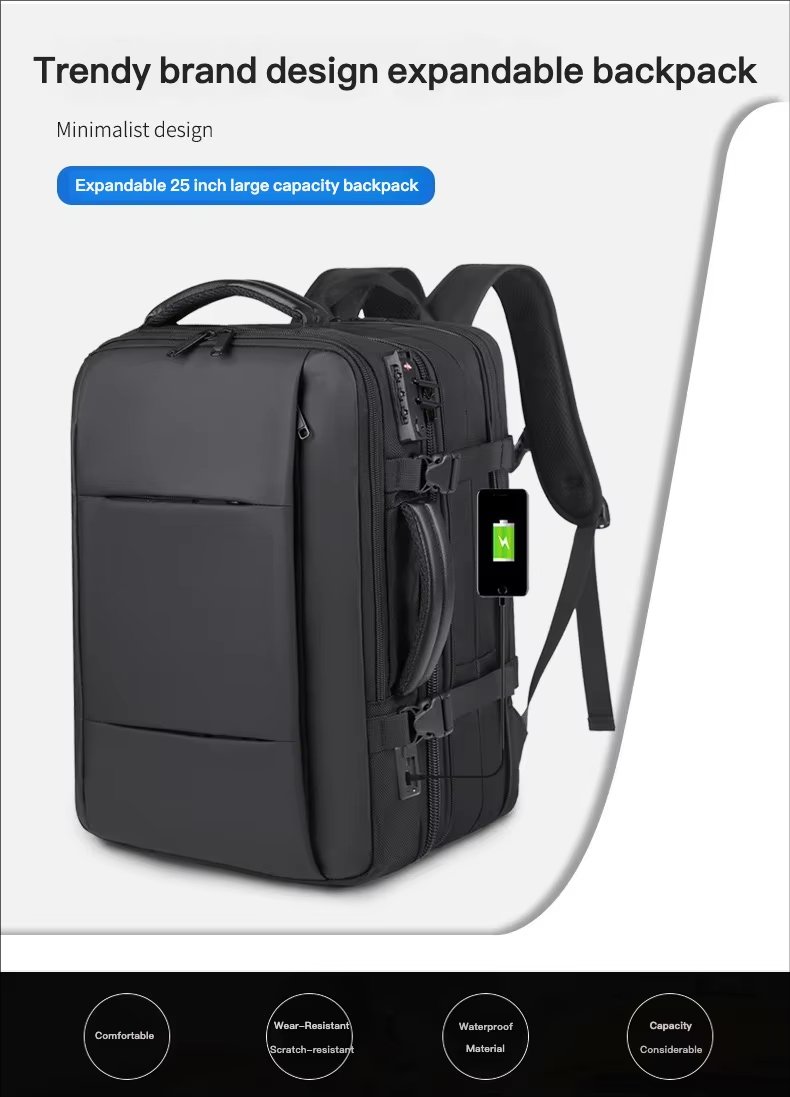 Anti-Theft Large Capacity Expandable Modern Business Oxford Laptop Backpack product detail