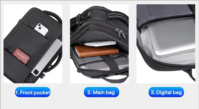 Anti-Theft Large Capacity Expandable Modern Business Oxford Laptop Backpack product detail