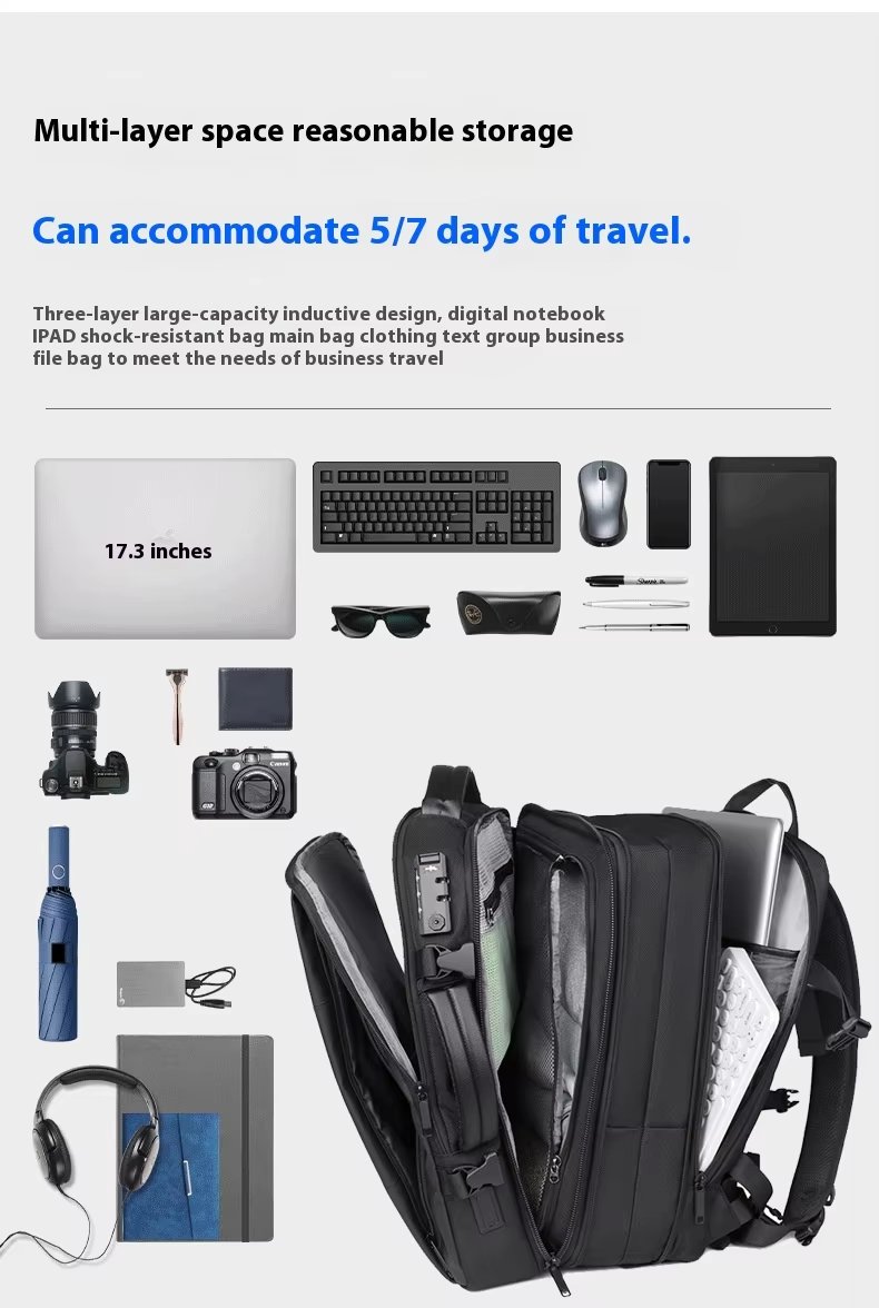 Anti-Theft Large Capacity Expandable Modern Business Oxford Laptop Backpack product detail