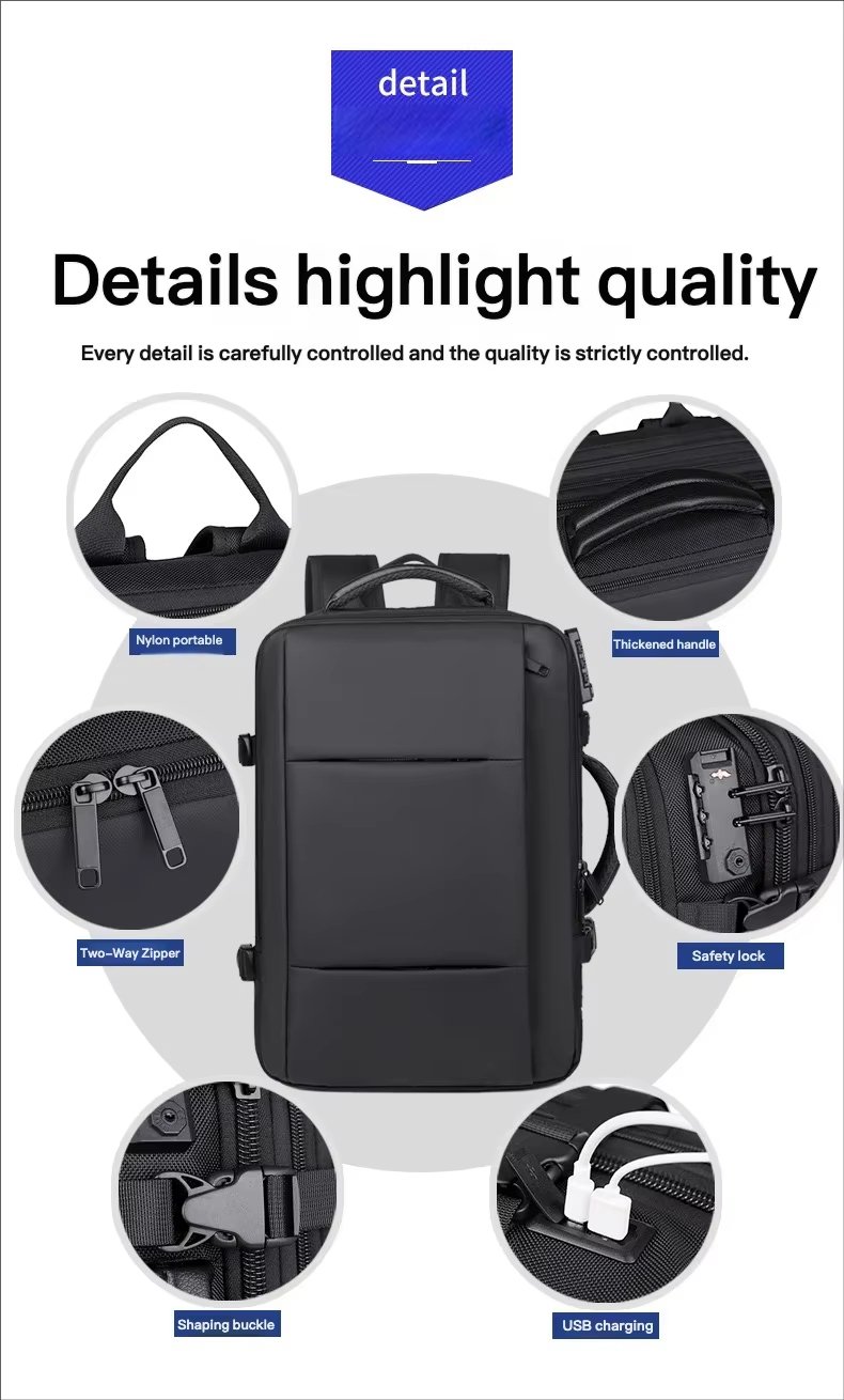 Anti-Theft Large Capacity Expandable Modern Business Oxford Laptop Backpack product detail