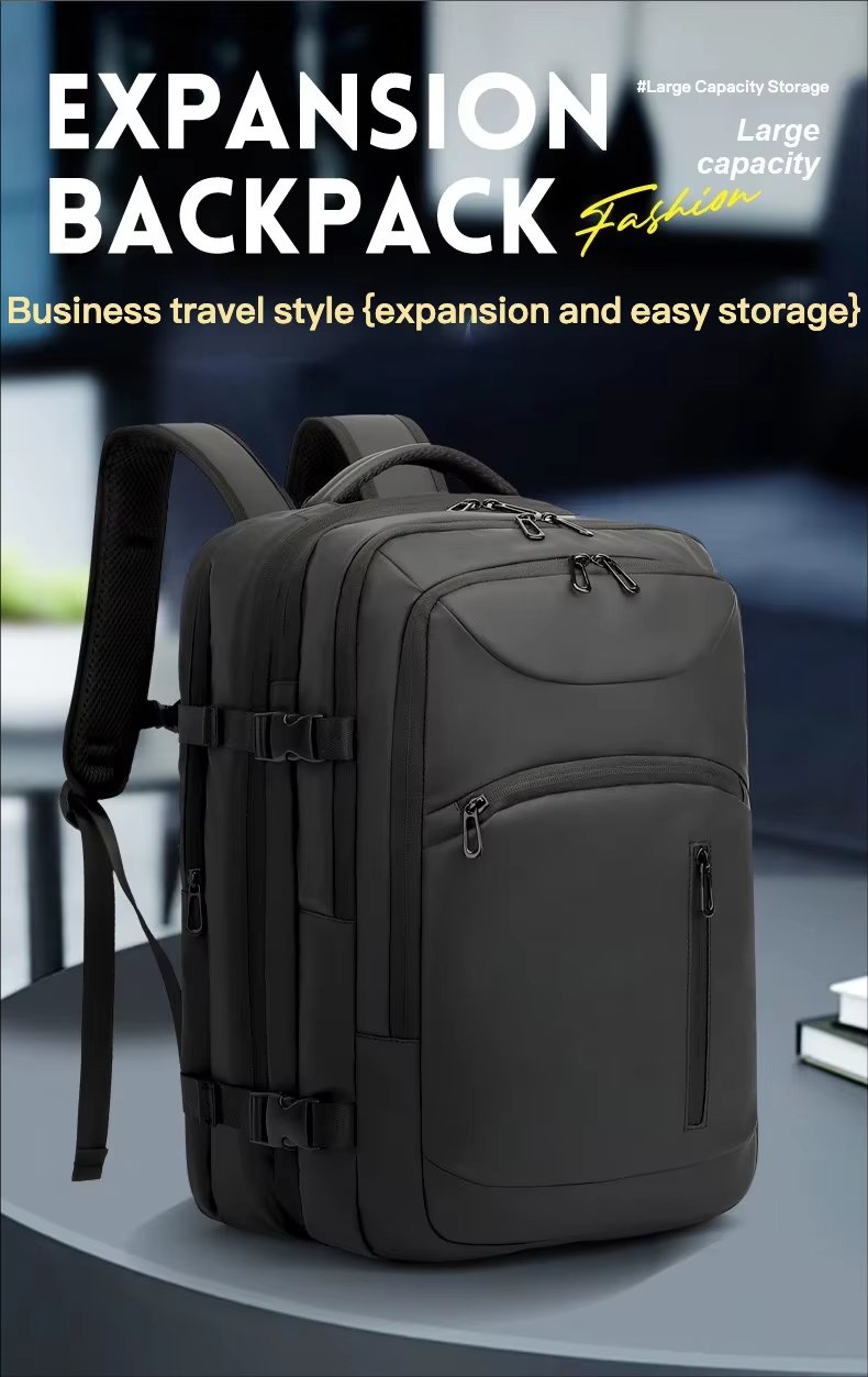 Water-Resistant Large Capacity Expandable USB Business Oxford Laptop Backpack product detail