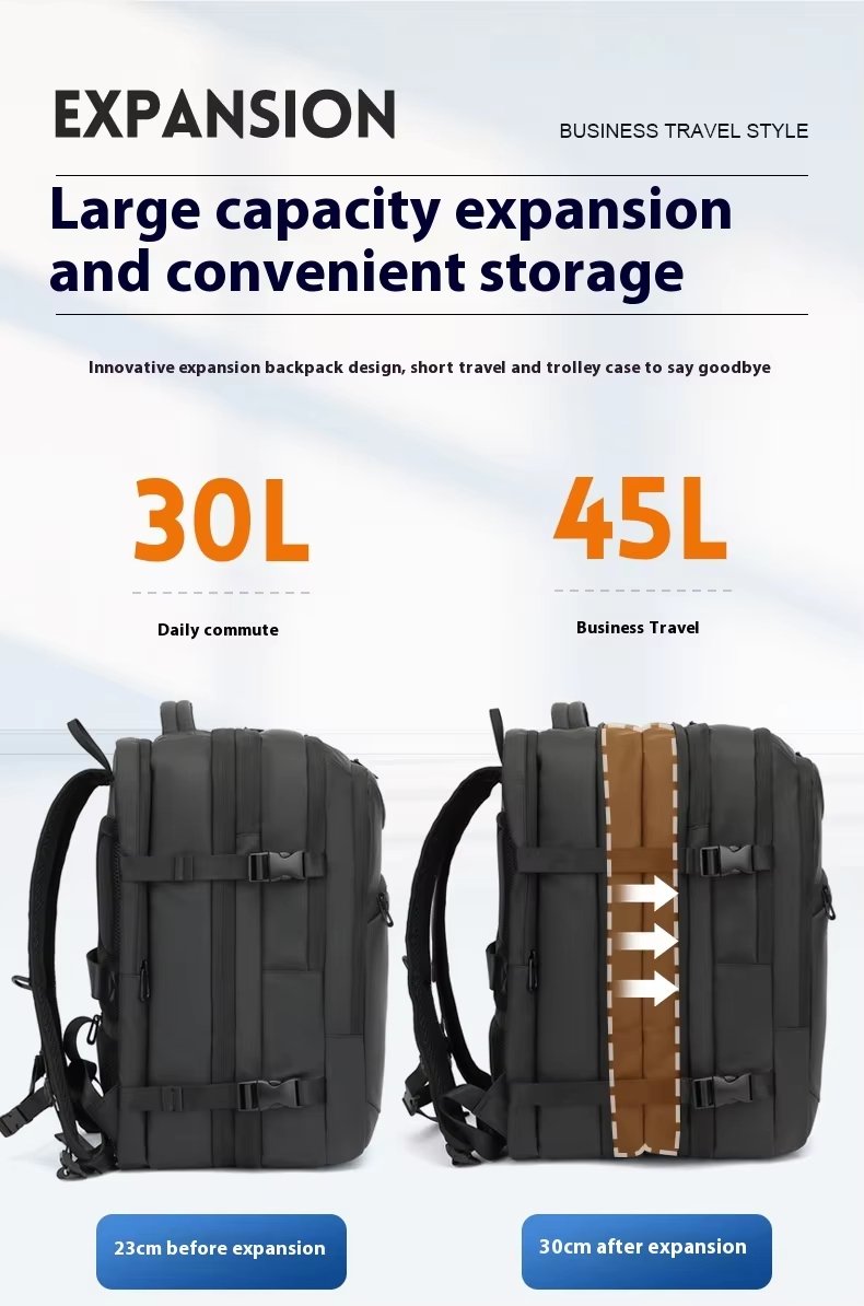 Water-Resistant Large Capacity Expandable USB Business Oxford Laptop Backpack product detail