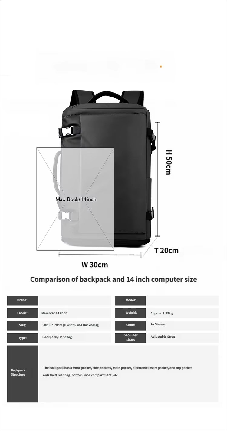 Anti-Theft Water-Resistant Lightweight Modern Business Oxford Laptop Backpack product detail
