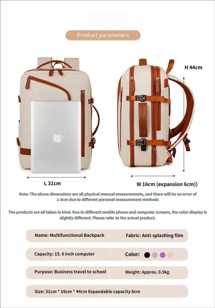 Water-Resistant Large Capacity Expandable Business Travel Oxford Laptop Backpack product detail