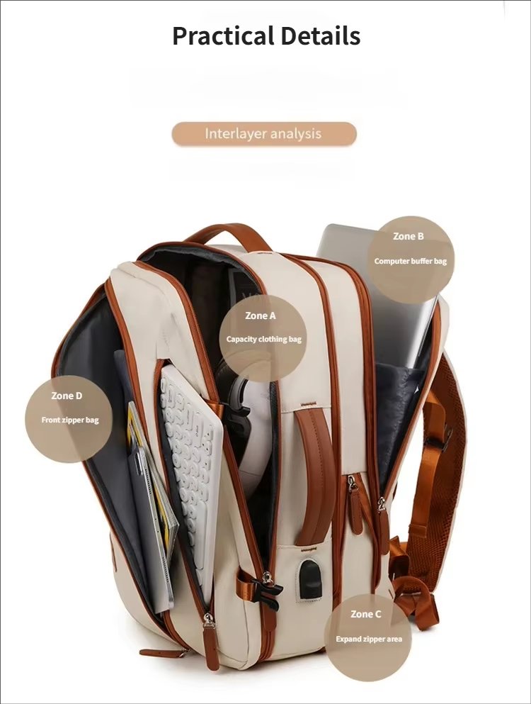 Water-Resistant Large Capacity Expandable Business Travel Oxford Laptop Backpack product detail