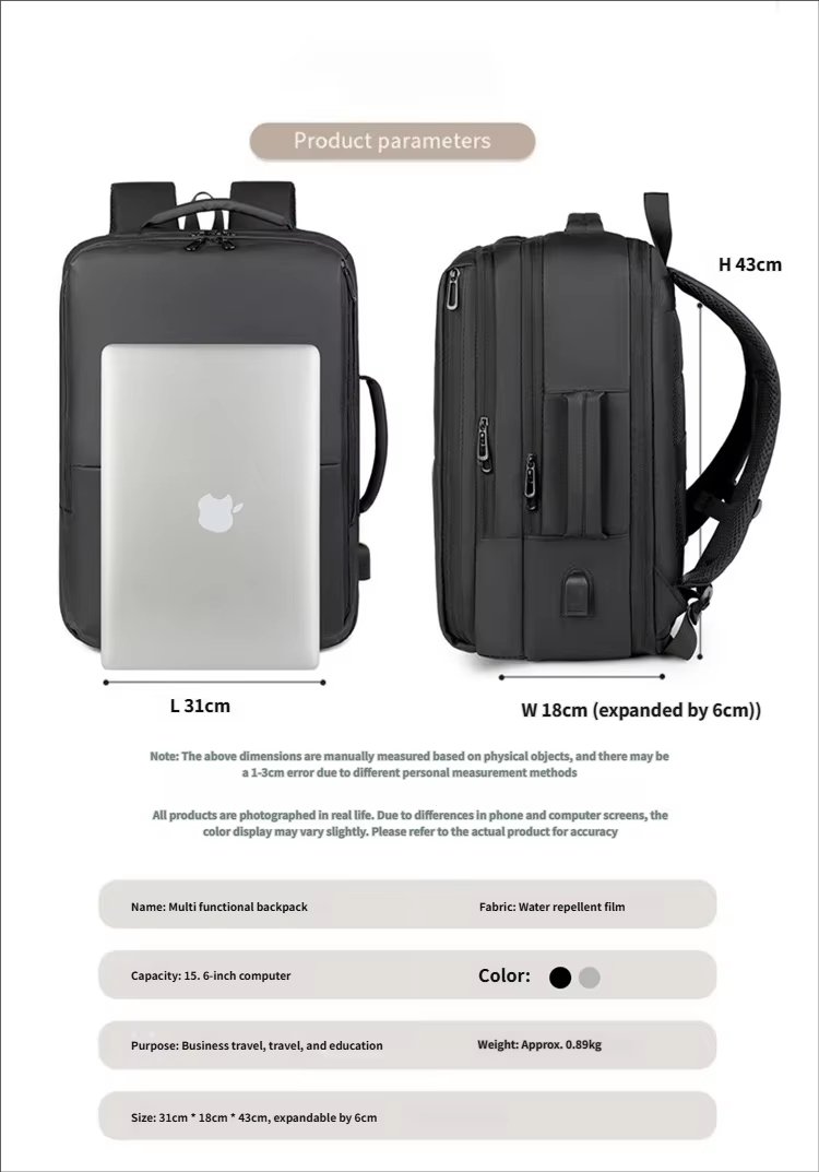 Water-Resistant Large Capacity USB Modern Business Oxford Laptop Backpack product detail