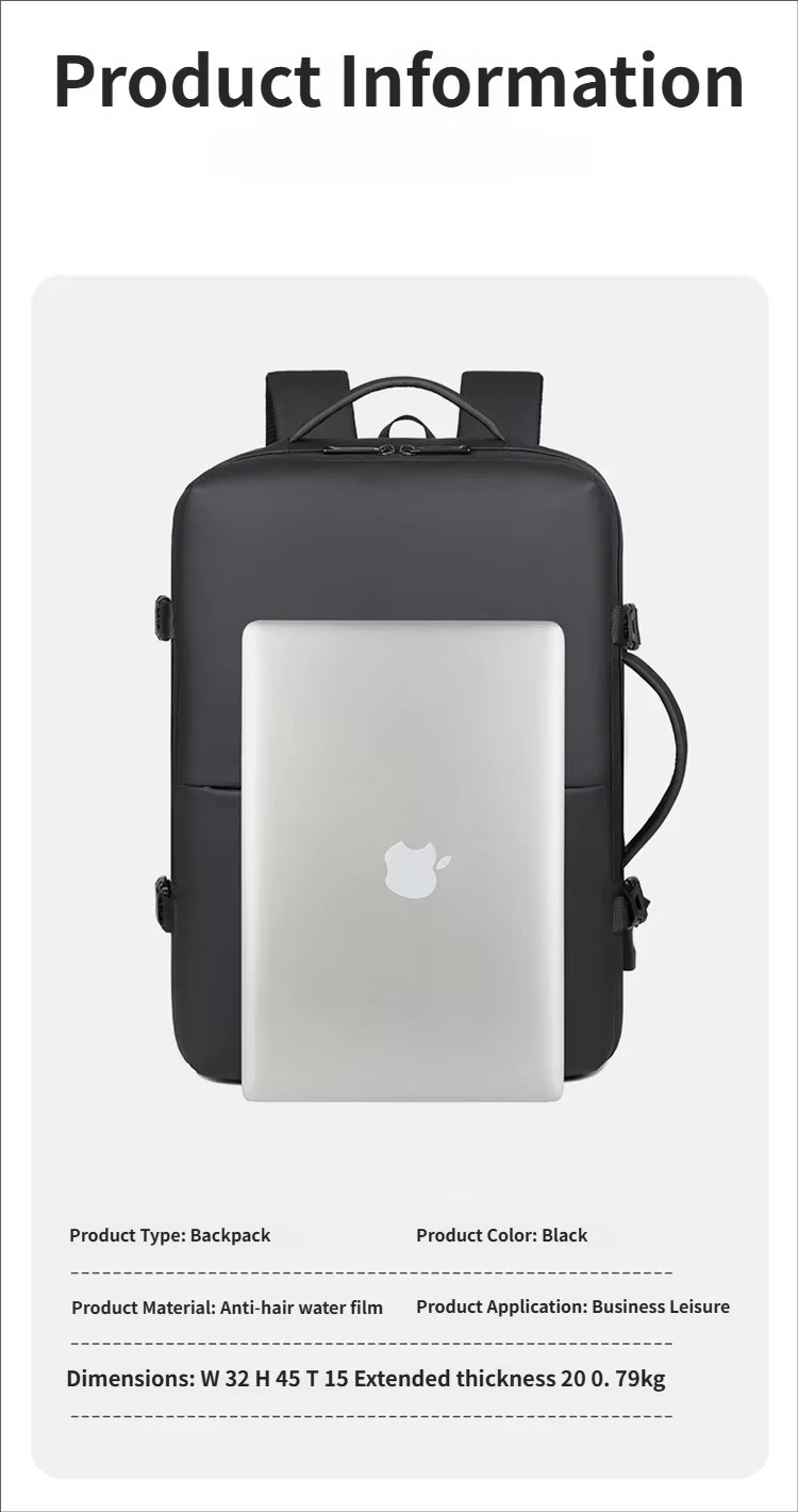 Water-Resistant Large Capacity Expandable Business Travel Oxford Laptop Backpack product detail