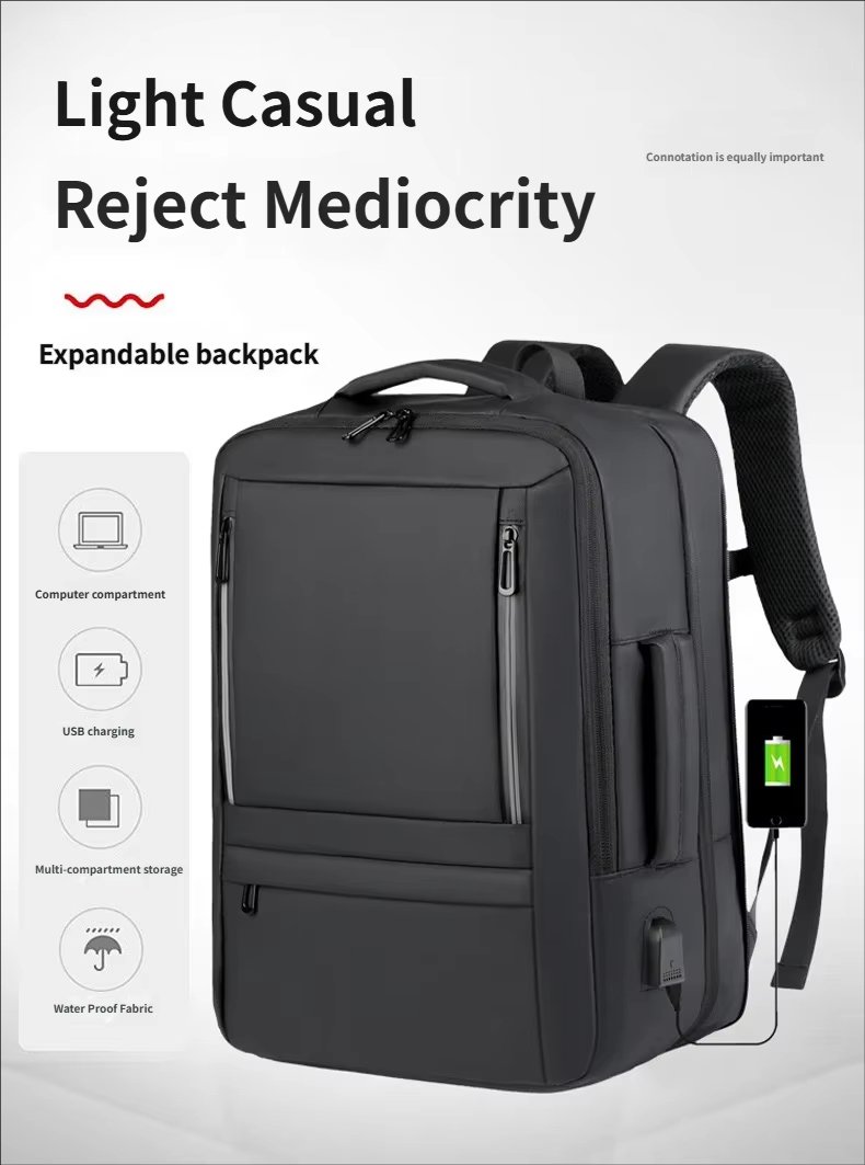 Anti-Theft Water-Resistant Large Capacity Expandable Business Leather Laptop Backpack product detail