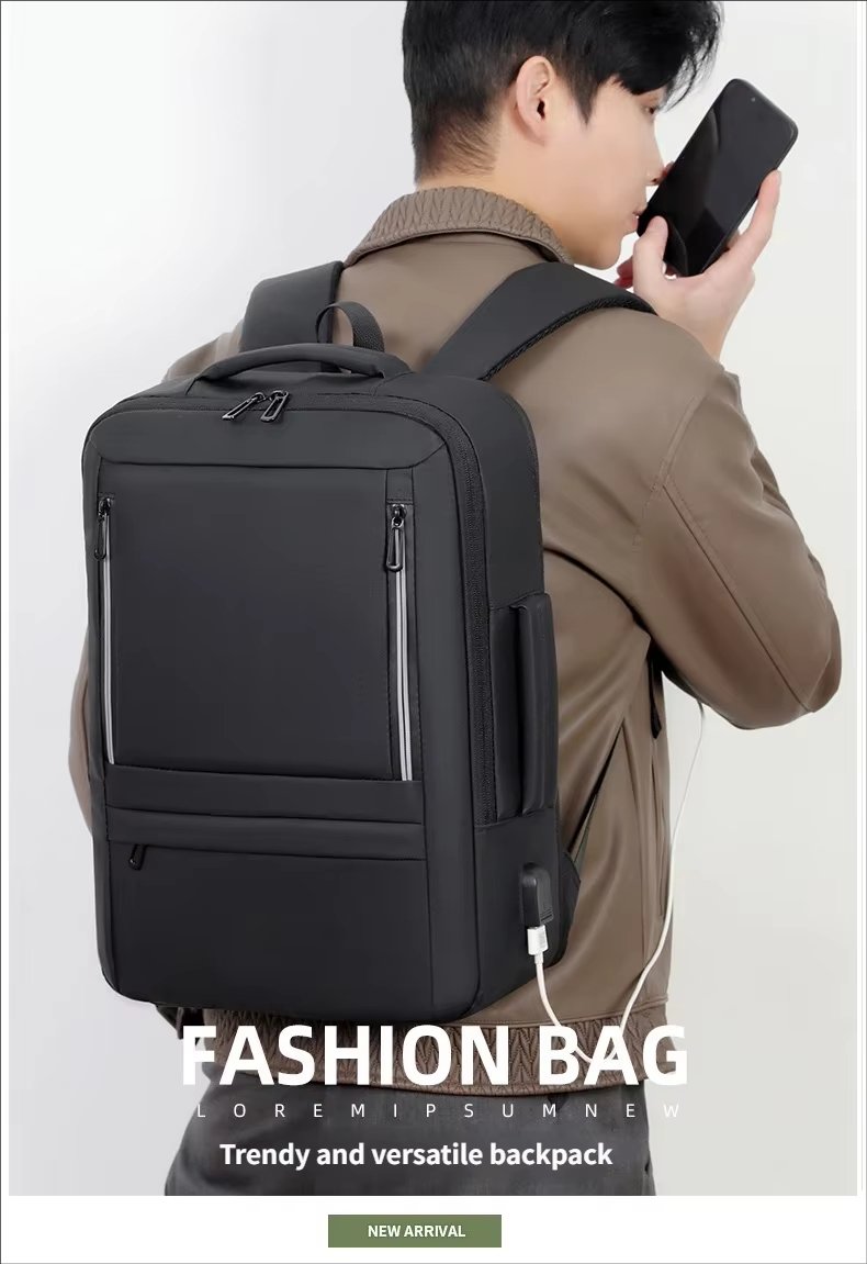 Anti-Theft Water-Resistant Large Capacity Expandable Business Leather Laptop Backpack product detail