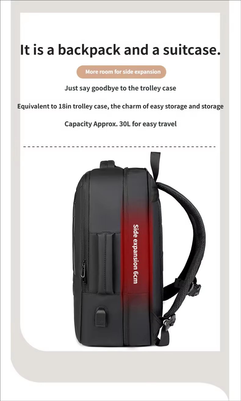 Anti-Theft Water-Resistant Large Capacity Expandable Business Leather Laptop Backpack product detail