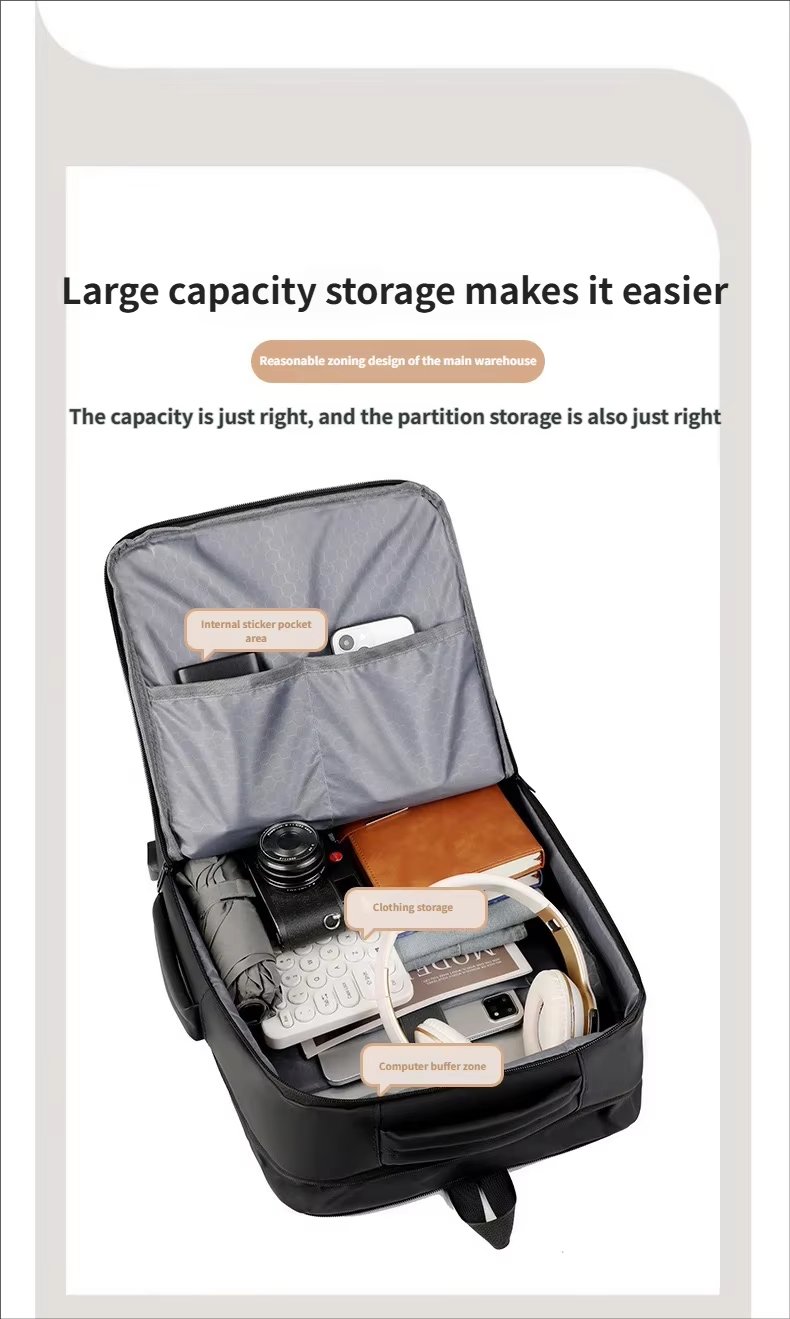 Anti-Theft Water-Resistant Large Capacity Expandable Business Leather Laptop Backpack product detail