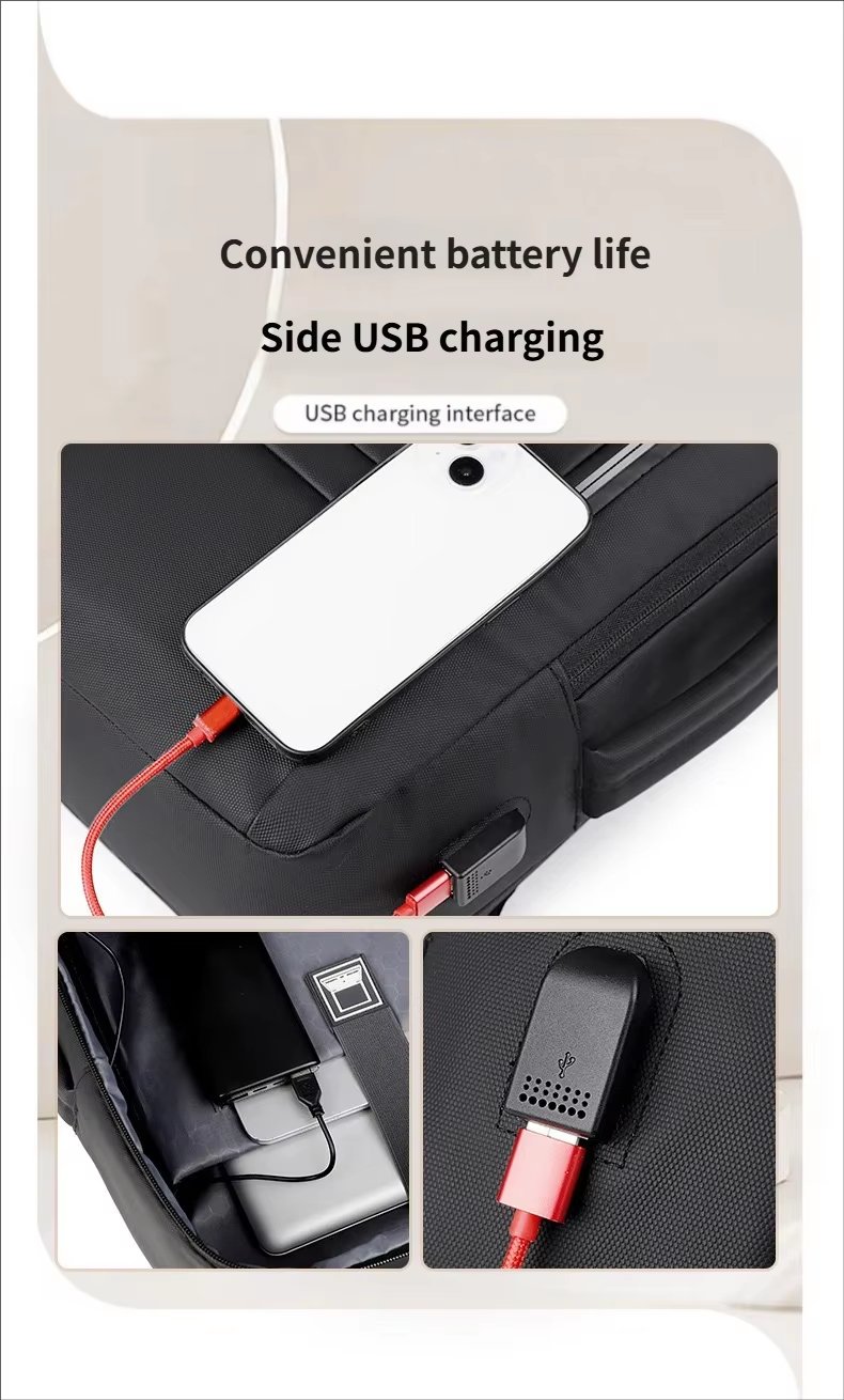 Anti-Theft Water-Resistant Large Capacity Expandable Business Leather Laptop Backpack product detail