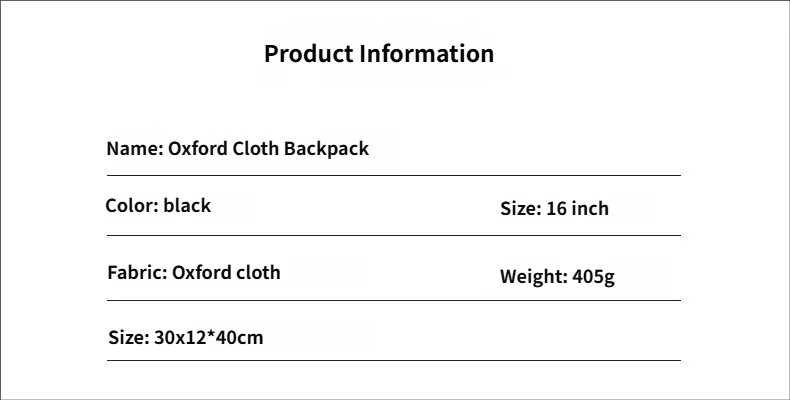 Large Capacity Lightweight Business Travel School Oxford Laptop Backpack product detail