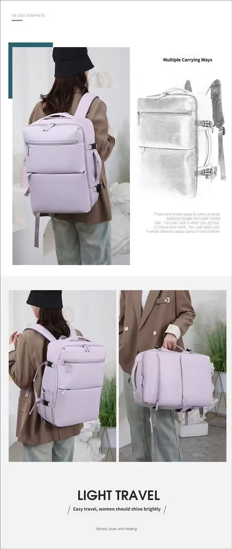 Large Capacity Lightweight USB Travel Oxford Laptop Backpack product detail