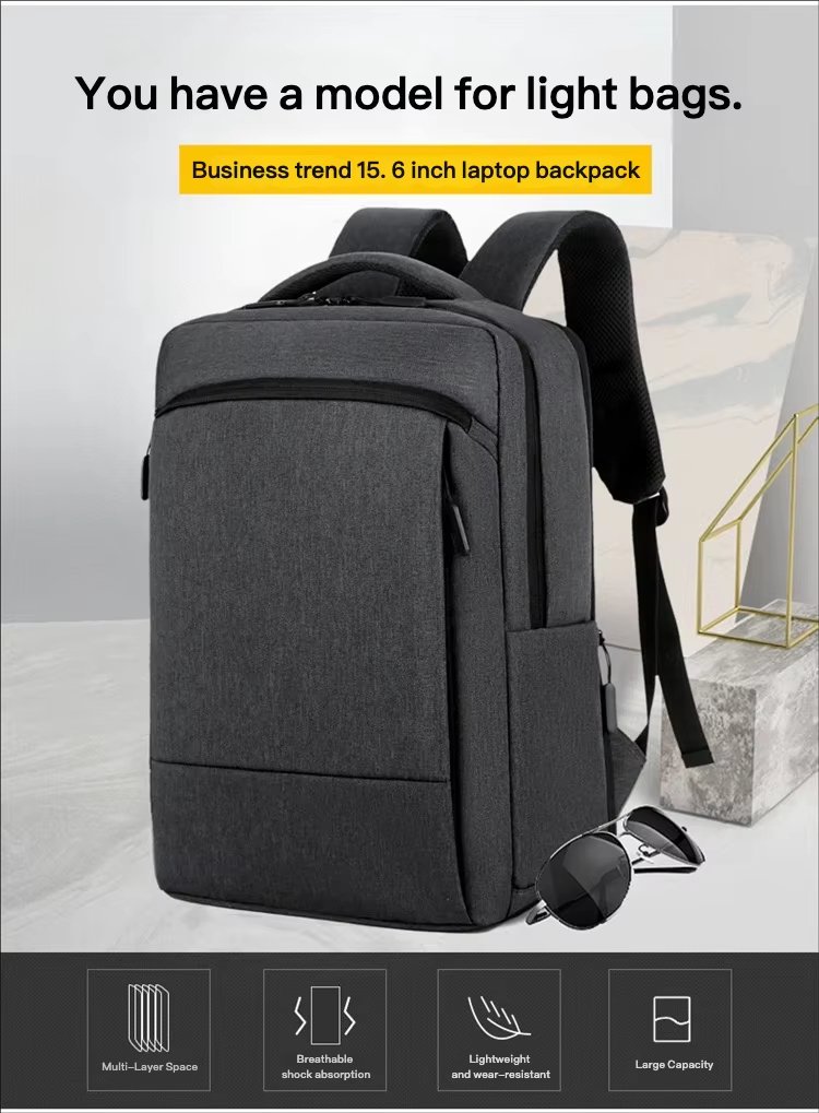 Water-Resistant Large Capacity USB Business Travel Nylon Laptop Backpack product detail
