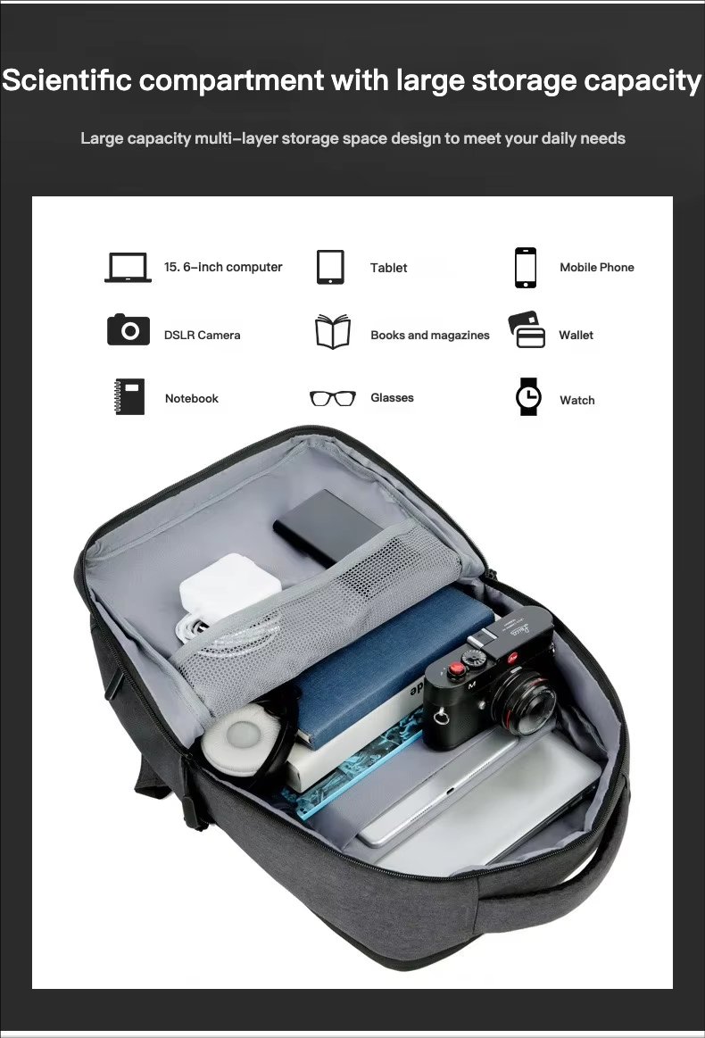 Water-Resistant Large Capacity USB Business Travel Nylon Laptop Backpack product detail