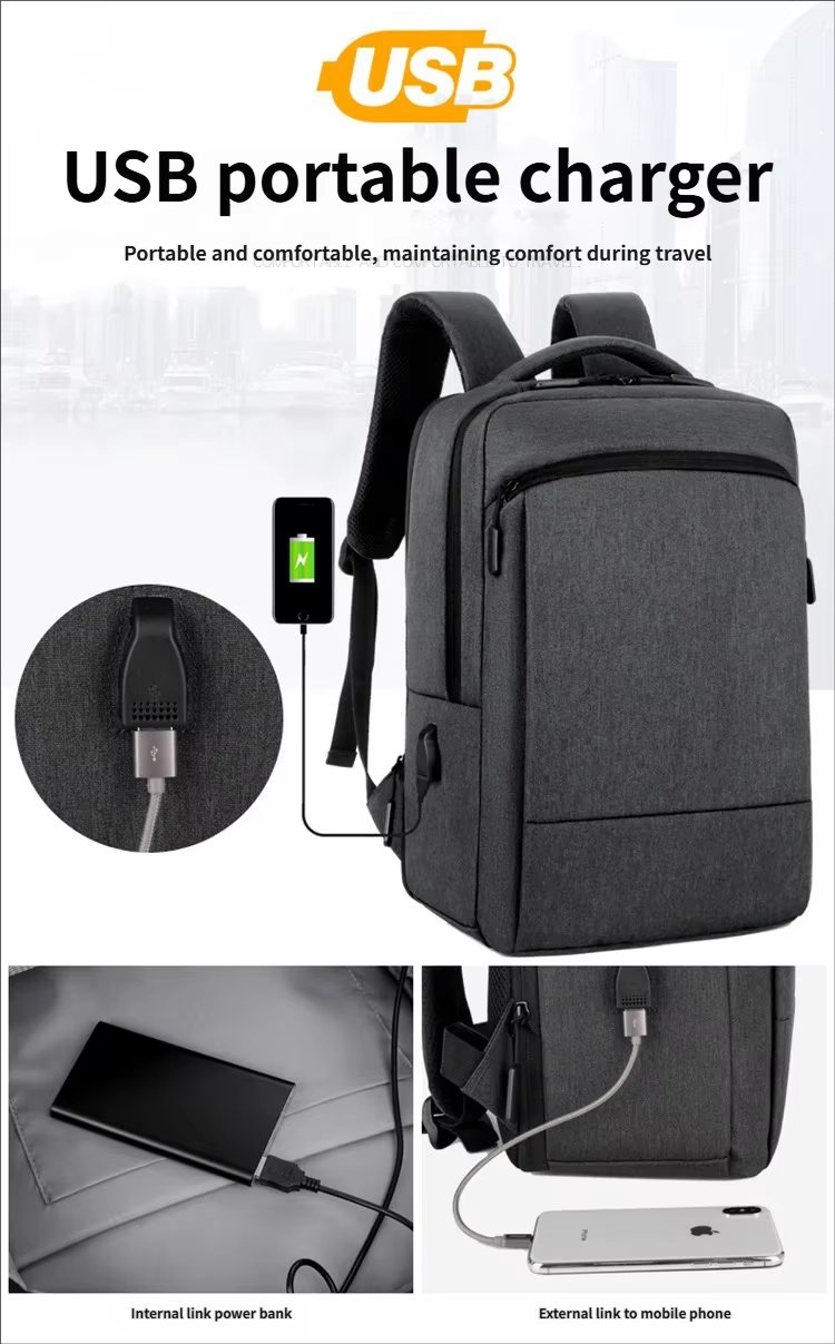 Water-Resistant Large Capacity USB Business Travel Nylon Laptop Backpack product detail