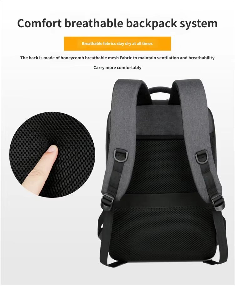 Water-Resistant Large Capacity USB Business Travel Nylon Laptop Backpack product detail