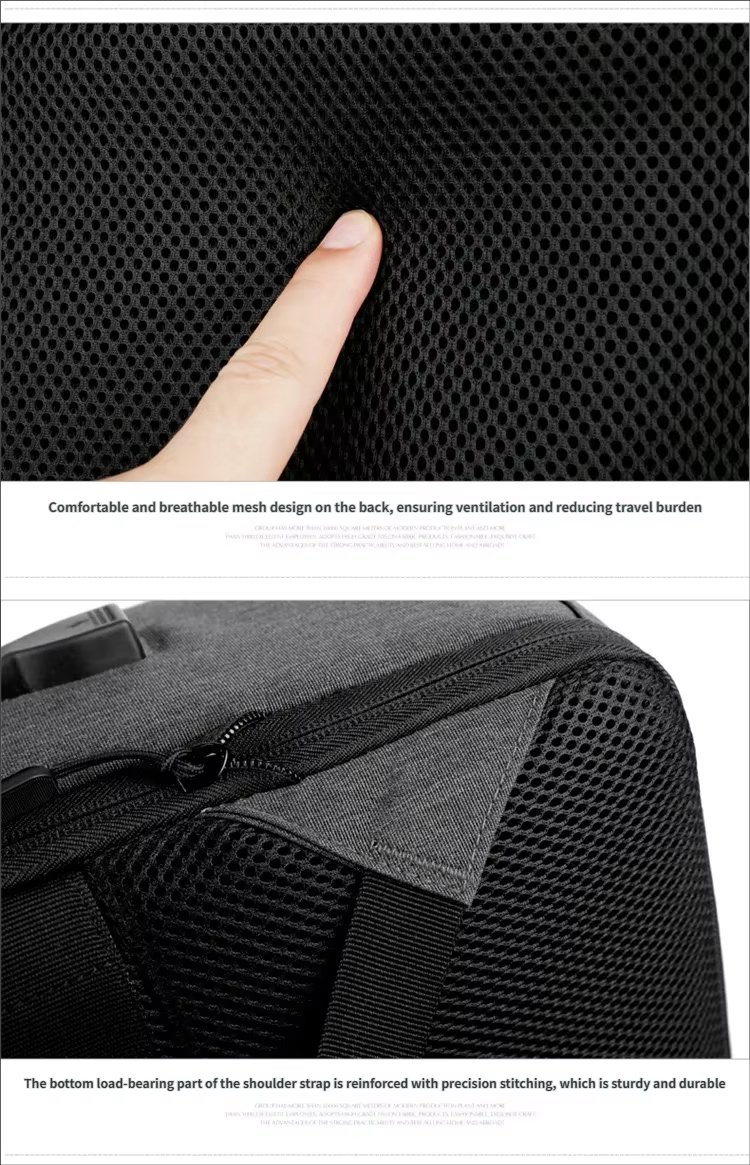 Water-Resistant Large Capacity USB Business Travel Nylon Laptop Backpack product detail