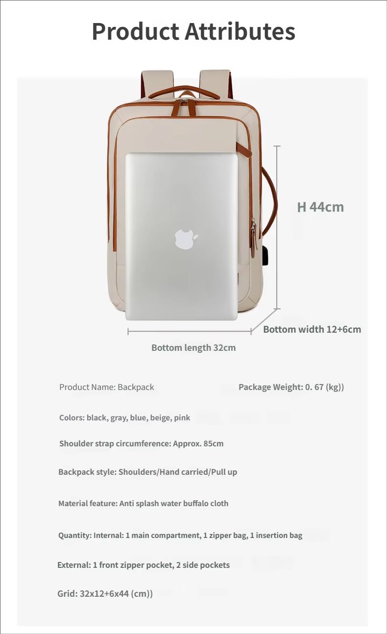 Water-Resistant Large Capacity Modern Business Travel Oxford Laptop Backpack product detail