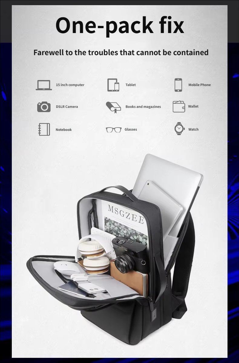 Anti-Theft Water-Resistant Expandable USB Business Oxford Laptop Backpack product detail