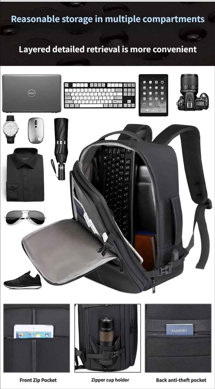 Water-Resistant Large Capacity Expandable Business Travel Oxford Laptop Backpack product detail