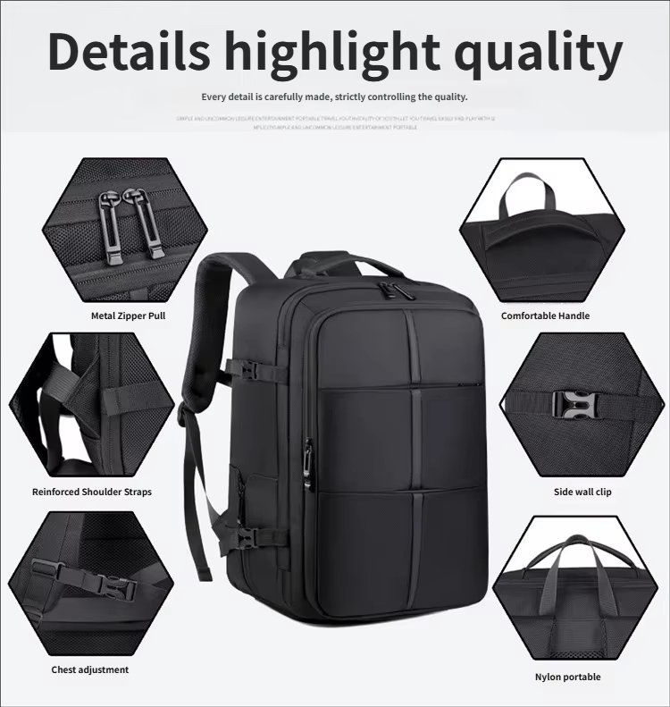 Water-Resistant Large Capacity Expandable Business Travel Oxford Laptop Backpack product detail