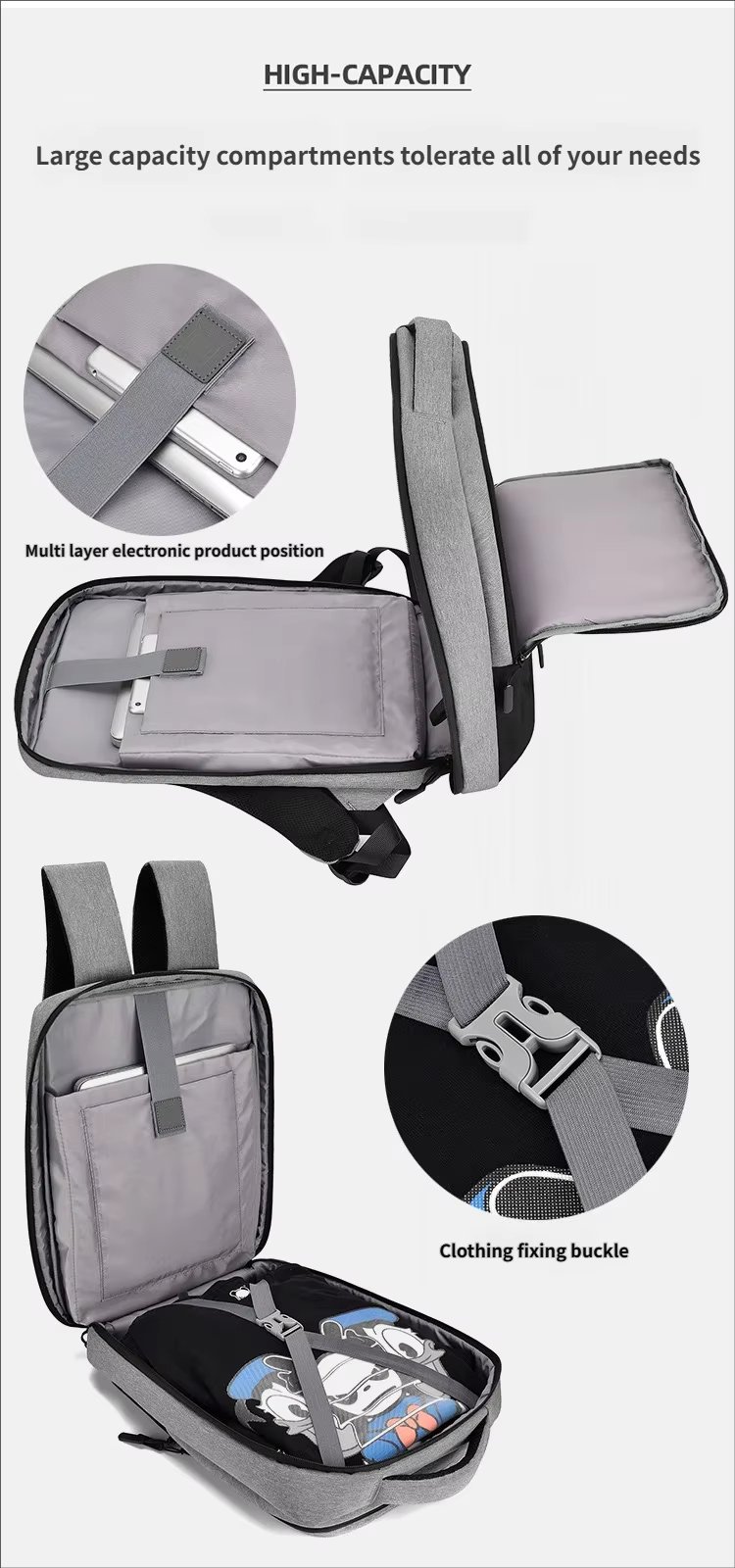 Water-Resistant Lightweight USB Modern Business Oxford Laptop Backpack product detail