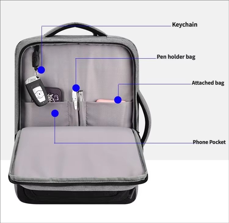 Water-Resistant Lightweight USB Modern Business Oxford Laptop Backpack product detail